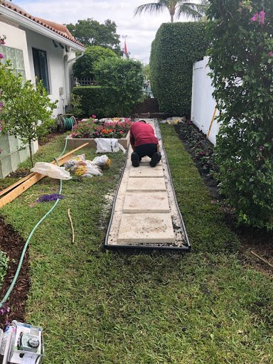 King Landscaping crew building a landscape path